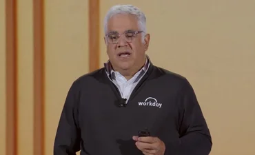 Aneel Bhusri, Workday, speaks during an event