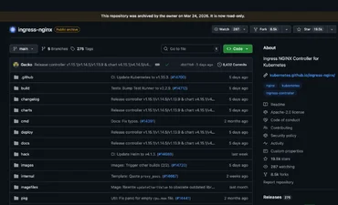 Archive of ingress-nginx - screenshot from github