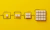 Business process and workflow - building blocks on yellow background