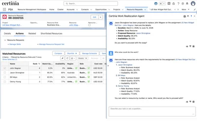 Screenshot of Reallocation Agent from Certinia Spring 2026 Release