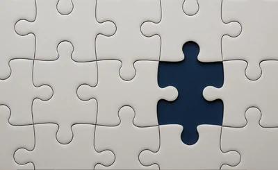 Single puzzle piece in a jigsaw