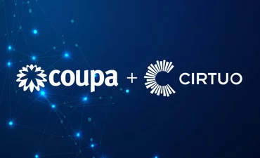 Coupa and Cirtuo logos on a blue background