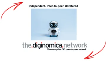 an image of the diginomica network logo with a bot image included