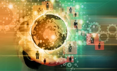 Businessman holding gold globe with social network concept © sommai - Fotolia.com