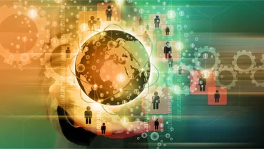 Businessman holding gold globe with social network concept © sommai - Fotolia.com