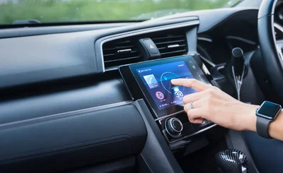 Car dashboard showing navigation interface