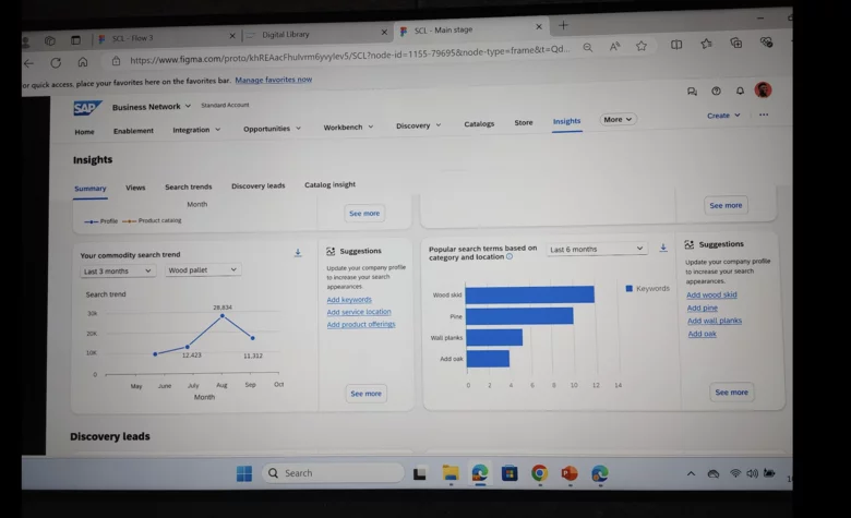 SAP Promote - analytics and supplier profile screen