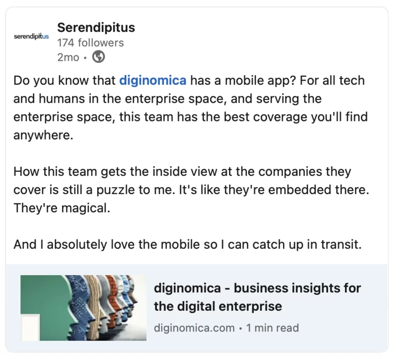 Serendipitous LinkedIn post screengrab