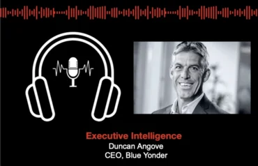 an image of the Executive Intelligence podcast branding, featuring CEO of Blue Yonder, Duncan Angove