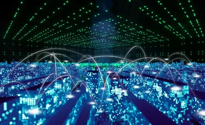 Abstract image of data in blue