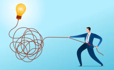Businessman solve untangle the rope to find a solution. Business concept illustration © riedjal - Shutterstock
