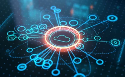 Cloud architecture platform. Internet infrastructure concept. Abstract technology background. Digital saas solution. © Amgun - Shutterstock