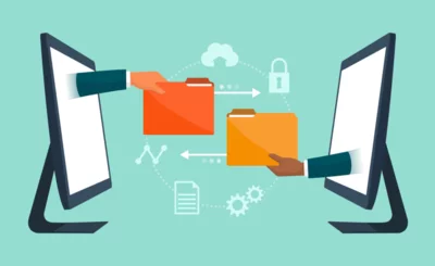 Business team working remotely and exchanging files online, workplace collaboration platforms and tools concept © elenabsl - Shutterstock