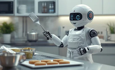 Robot baking in a kitchen © Canva.com
