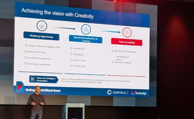 Martin Oswald of Travelodge speaking at UiPath Fusion © Alyx MacQueen