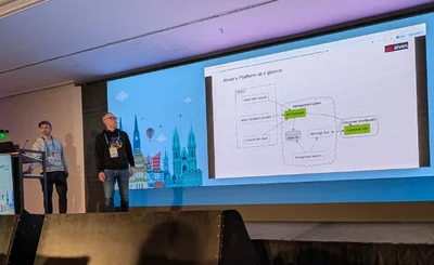 NAV's Hans Kristian Flaatten and Aiven's Dmitry Kan at OpenSearchCon 26 © AlyxMacQueen