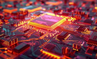 Illuminated CPU on Circuit Board © nundigital - Canva