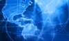 Abstract map in blue wrapped in code.