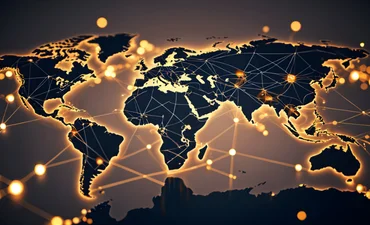 Abstract map of the world, glowing with electricity 