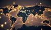 Abstract map of the world, glowing with electricity 