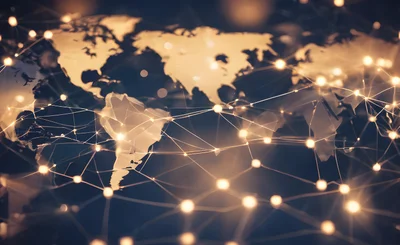 Digital image of Globe. Futuristic global internet network bac